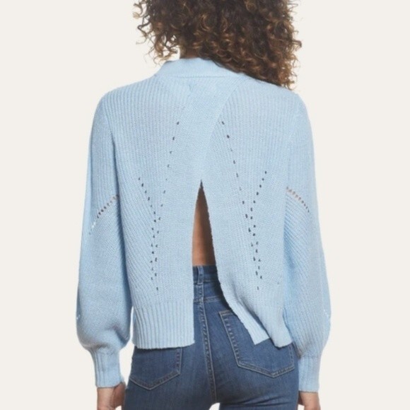 NEW Weatherproof Light Blue Balloon Sleeve Sweater - Picture 6 of 12